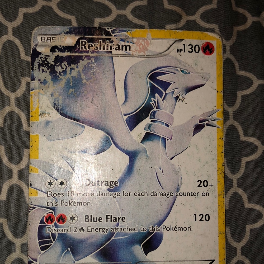 Pokemon Reshiram Trading Card - White, Yellow, Blue Accents